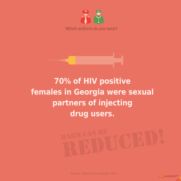 Drug use and HIV  -  - 70% of HIV positive females in Georgia were sexual partners of injecting drug users. 

What's more, punishment is more expensive than treatment; a repressive drug policy increases the risk and spread of infections, and it does not comply with the EU's drug policy.
Georgia's current drug policy, which is punishment oriented, does not work: 100% of Georgian drug addicts resume using drugs within 11 months after punishment related to illicit drug use. Also, in 6 months of 2013, the number of drug-related offences uncovered by the policy has increased by 80% compared to the same period of the previous year, while the estimated number of problem drug users has increased by 12.5% from 2009 to 2012.
What other harm can the current and punishment oriented drug policy bring? What should change in order to have more effective and beneficial drug policy in the country?
Krokodile, Crocodile, drug, Georgia, drug addiction, drug policy
