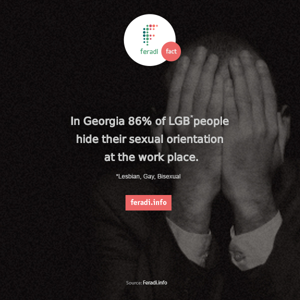 LGB people in Georgia -  - In Georgia 86% of LGB people hide their sexual orientation at the work place

17 May
homosexual
LGBT
lesbian
gay
bisexual
transgender
Identoba
