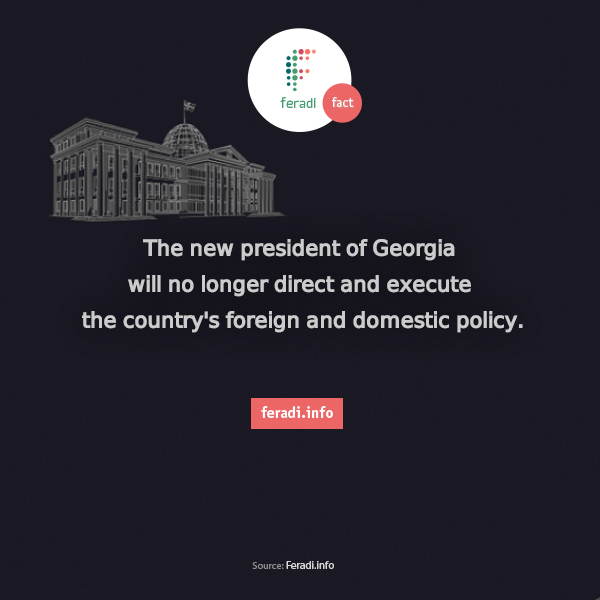 New President's New Role -  - After October 2013 Presidential elections constitutional amendments shall enter into force. The presidential powers will be distributed among Prime Minister and the government. The visualization reflects the major changes concerning President’s power. However, certain amendments of the laws are still being discussed by the parliament.

The new president of Georgia will no longer direct and execute the country's foreign and domestic policy. 


Margvelashvili