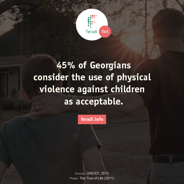 Violence against children -  - 45% of Georgians consider the use of physical violence against children as acceptable. 
Georgia, violence, children, The tree of life