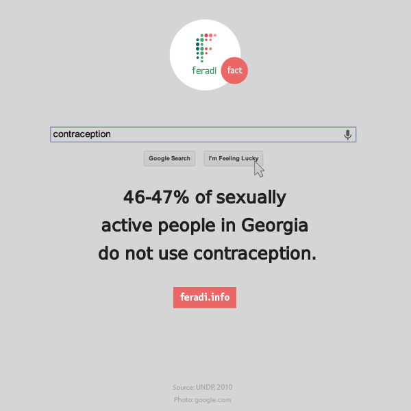 Contraception use in Georgia -  - Based on 3 surveys conducted in 2010, JumpStart Georgia investigated what women, men, and doctors in Georgia know about family planning and contraception methods. Results visualized in the infographic indicate that: not all methods of contraception are well-known among Georgian women; 21% of Georgian men are not aware of the contraception method that their partner uses; and 88.4% of the doctors would like to know more about family planning methods.
The infographic also tries to shed light on whether abortion is used as a family planning method in Georgia by showing that between 69.6% and 73.6% of women, whose last pregnancy ended in abortion, did not plan the pregnancy but did not use any contraception.